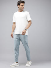 Men's Sky Blue Cotton Caribbean Slim Fit Checked Printed 4 Pocket Travel Trouser